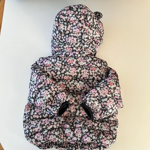 GAP Baby Girl Floral Puffer Jacket Coldcontrol Primaloft 12-18M - Picture 6 of 8